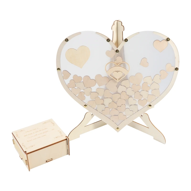 

Heart Shape Photo Holders Premium Wooden Visitor Book with Dropping Cards Ideal for Wedding Party Table Ornaments
