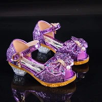kids princess girls sandals glitter shiny rhinestone butterfly student party dance shoes 5 13 yearss children summer high heel