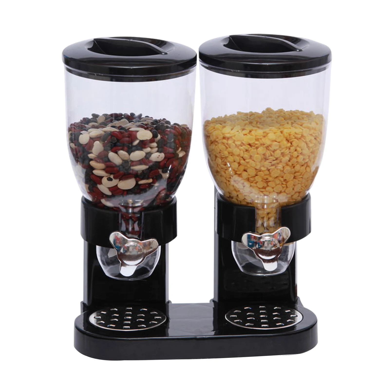 

Double Cereal Dispenser Dual Control Candy Dispensers Clear Container With 2 Cups Kitchen Storage Tank For Sweets Nuts Granola