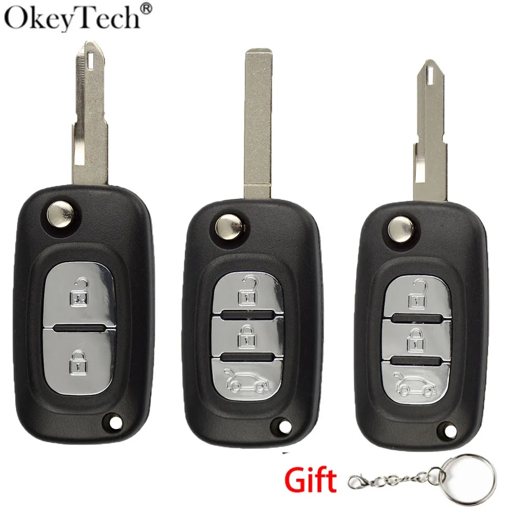 

OkeyTech 2/3 Buttons Flip Folding Car Key Shell Cover for Renault Fluence Clio Megane Kangoo Modus Remote Key Fob NE73/VA2 Blade
