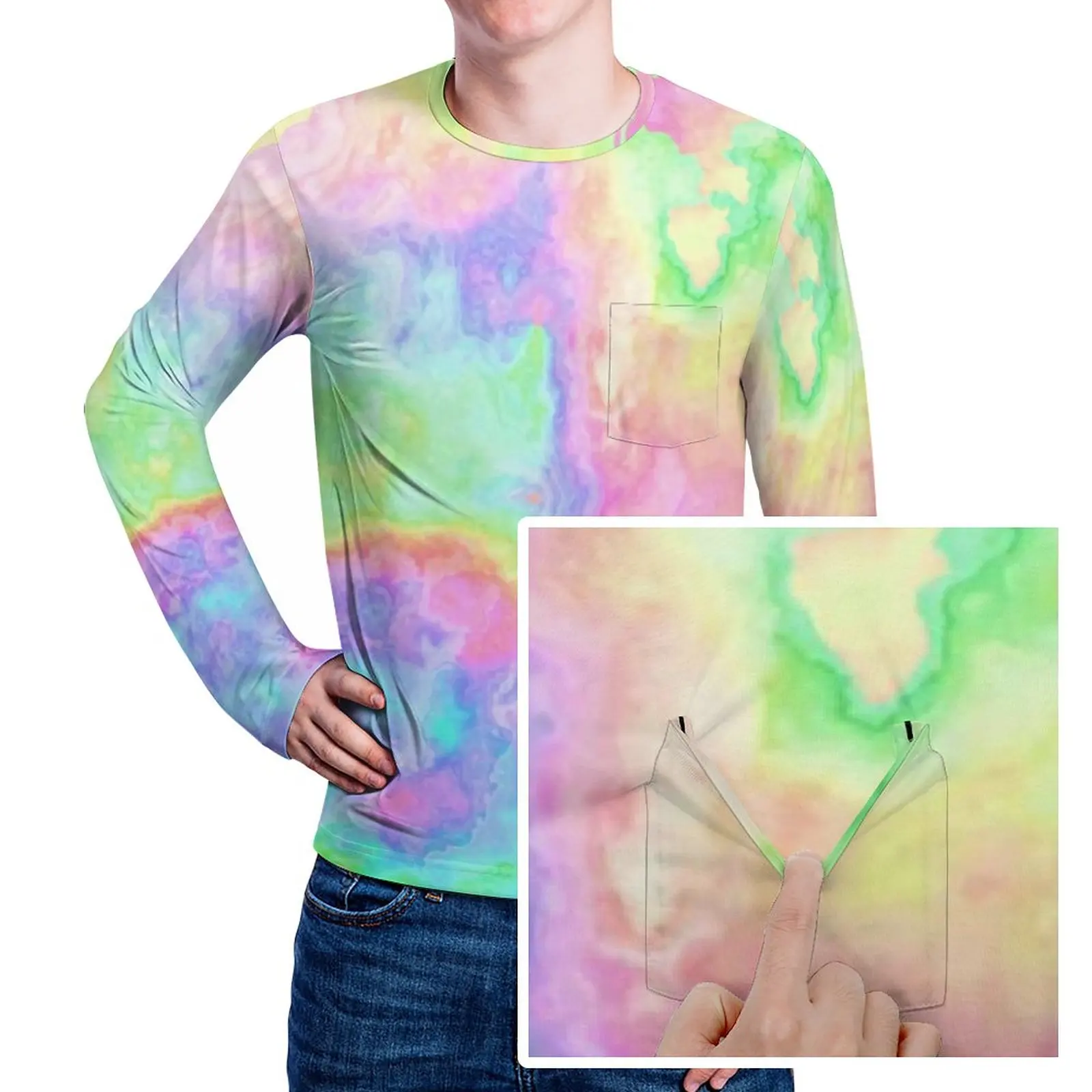 

Мужская футболка с рисунком радуги, с рисунком под мрамор