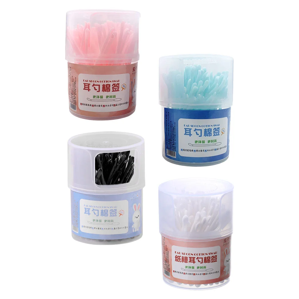 

4 Boxes Convenient Reliable Practical Cotton Swabs Earpick Cotton Buds for Men Home