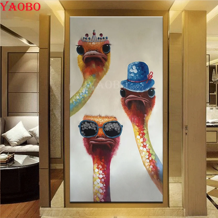 5D DIY Алмазная картина полностью квадратная круглая вышивка животное &quotТри