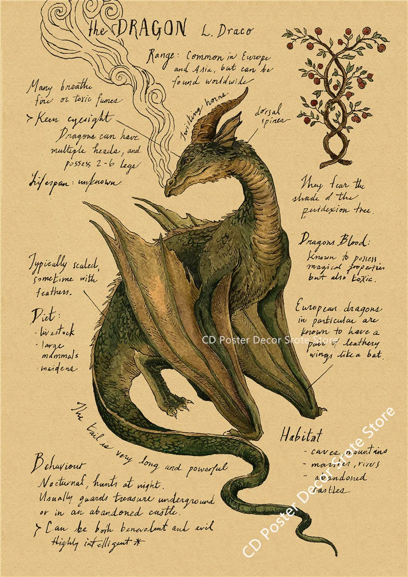 Плакат Красный Лис на крафтовой бумаге