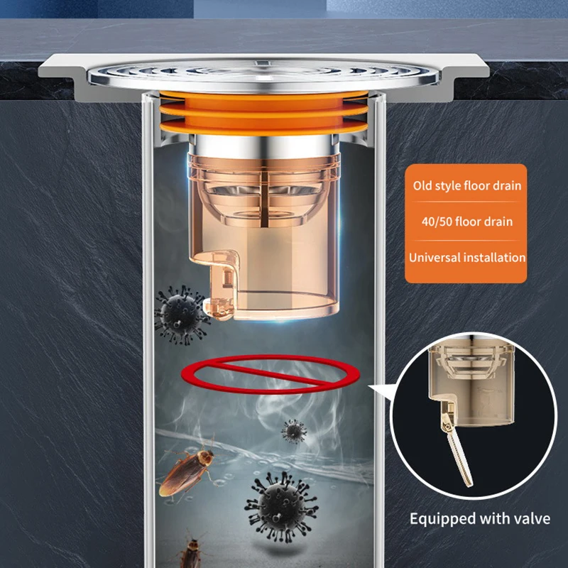 Самозакрывающаяся Сливная Пробка Для Пола С Защитой От Запаха И Насекомых Без