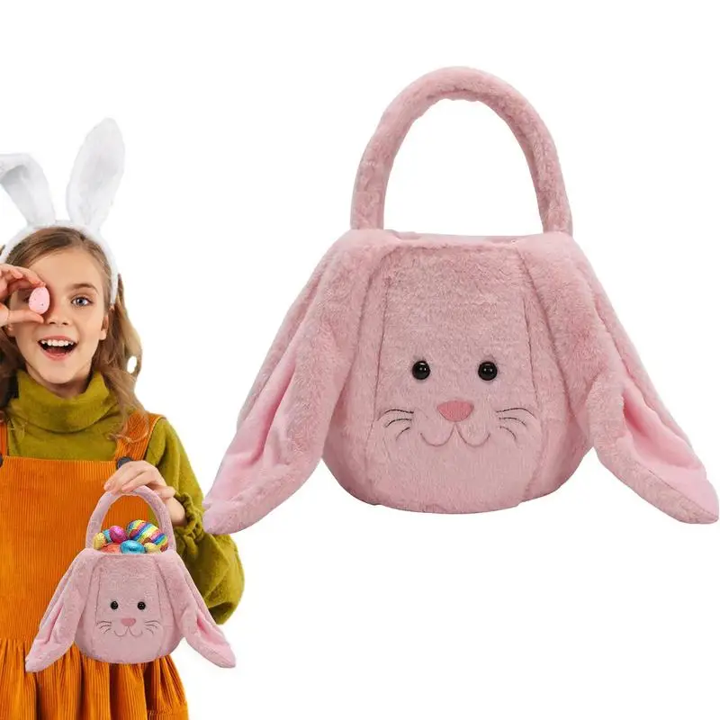 

Easter Bunny Ear Bags Plush Easter Bunny Gift Bags Reusable Grocery Shopping Bags Cartoon Easter Tote Bags For Kid's Egg Hunting
