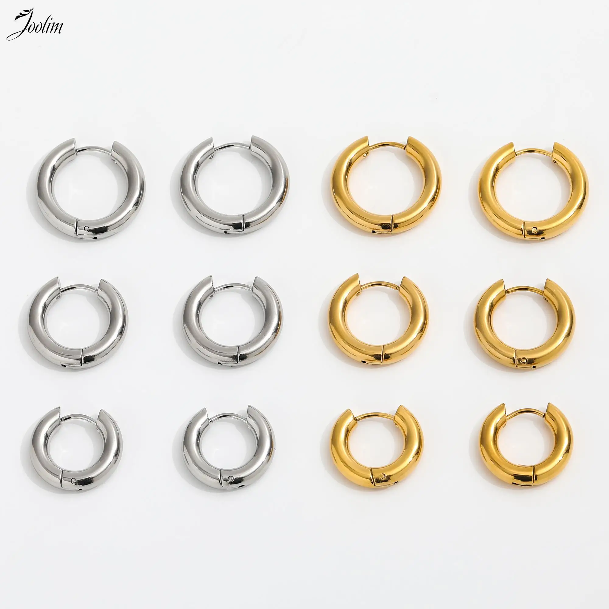 

JOOLIM Jewelry PVD Wholesale Non Tarnish Smooth Shiny Minimalist Circle Huggie Stainless Steel Earring For Women