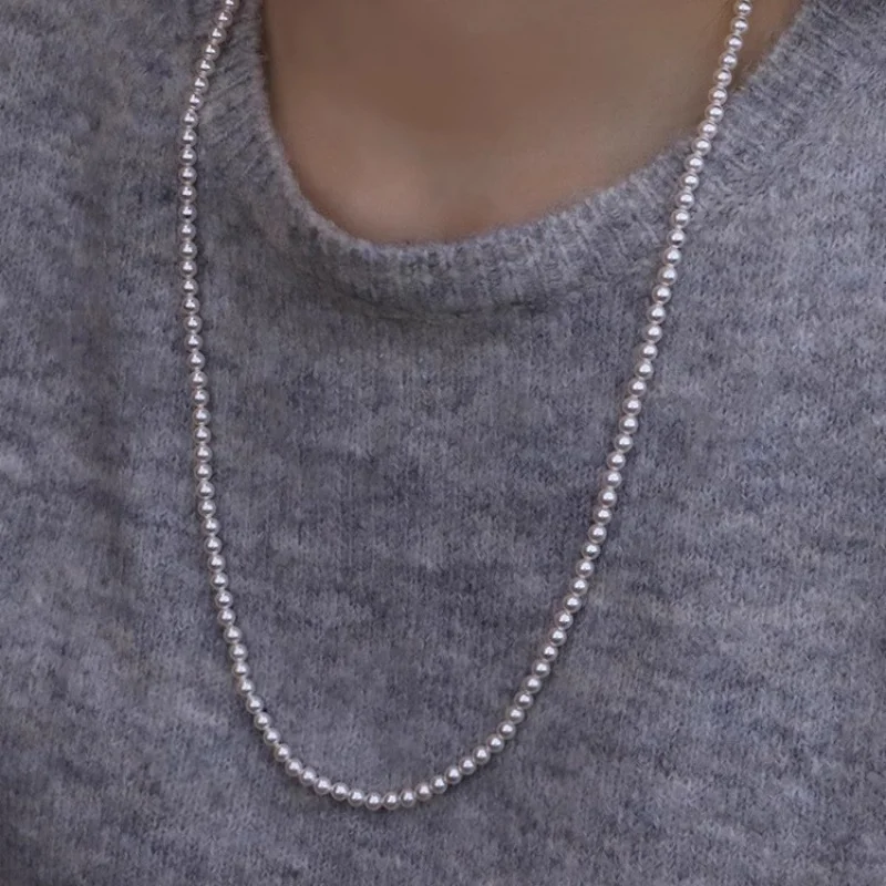 s925Серебряный круг Shijia Pearl Yuanbao Knot60cmОдлиненное ожерелье Женское модное