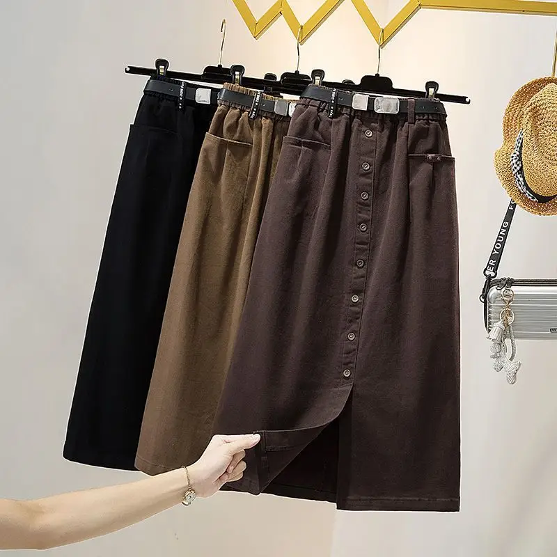 

2023 Fashion Summer Spring Korean Style Cotton Wide Leg Women Straight Short Pants High Waist Split Shorts Skirts Female D136
