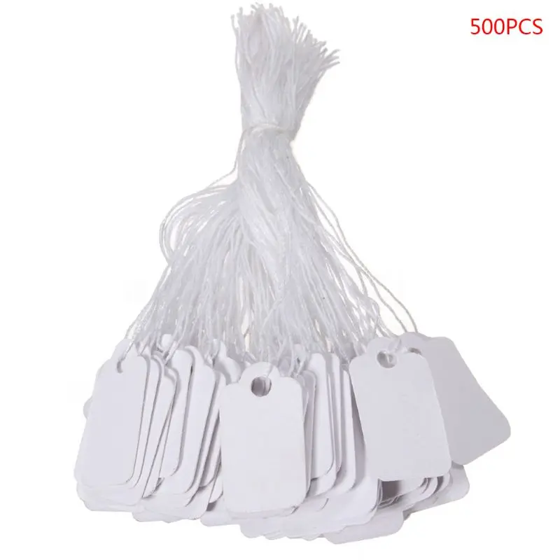 

41XC 500 Pcs Price Label Tags String Watch Jewelry Clothing Writable Display Merchandise Price Tags