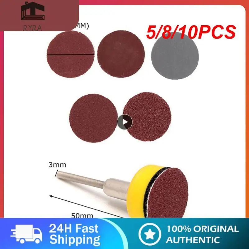 

5/8/10PCS 1 Inch 100 Pieces Sandpaper Set Electric Polishing 1/8 Shank Diameter Polishing Paper Suit Grinding Disc Polishing