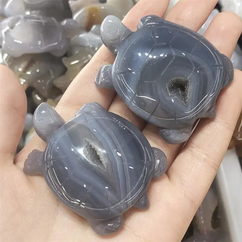 

Natural Cute Agate Geode Turtle Crystal Stone Tortoise Craft Healing Figurines Reiki Room Home Decoration Gift 1pcs