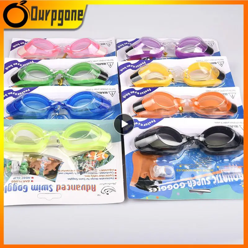 

Chidren Swimming Three-piece Adjustable Anti Fog Swimming Goggles Nose Clip Ear Plug Color Random Swimming Set Accessories