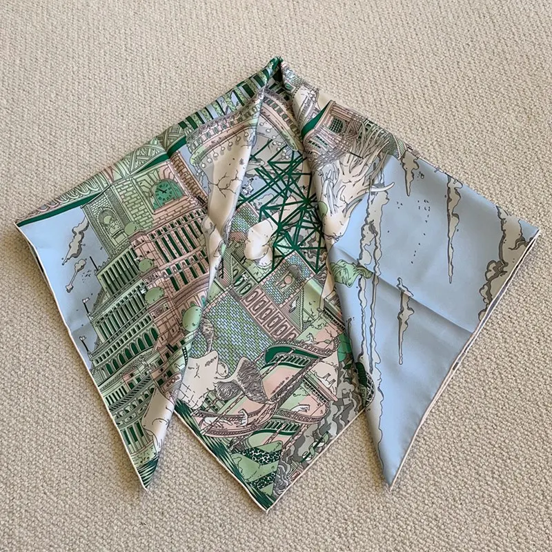 90 шелковый шарф шейный платок женский роскошный 100% шаль 18 мм с двусторонним