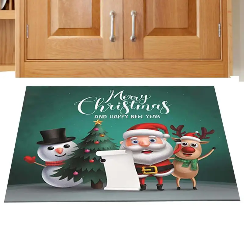 

Christmas Welcome Mat Red Kitchen Mat Merry Christmas Santa Area Rugs Christmas Decorative Soft Carpet Outdoor Indoor Nursery