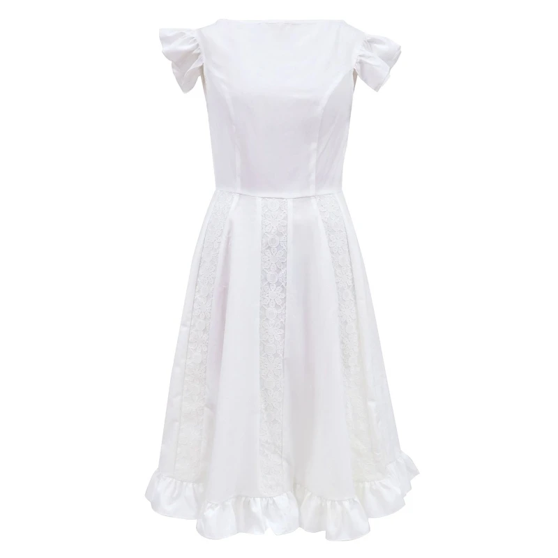 

Платье CPDD женское средней длины с круглым вырезом, однотонное вечернее коктейльное платье-трапеция с коротким рукавом и завышенной талией, ...