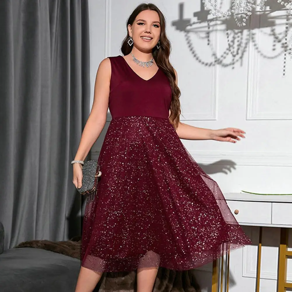 

Популярное темпераментное вечернее платье без рукавов с блестками и цветным низом, вечернее праздничное платье большого размера для банкета, женское платье, платье без рукавов