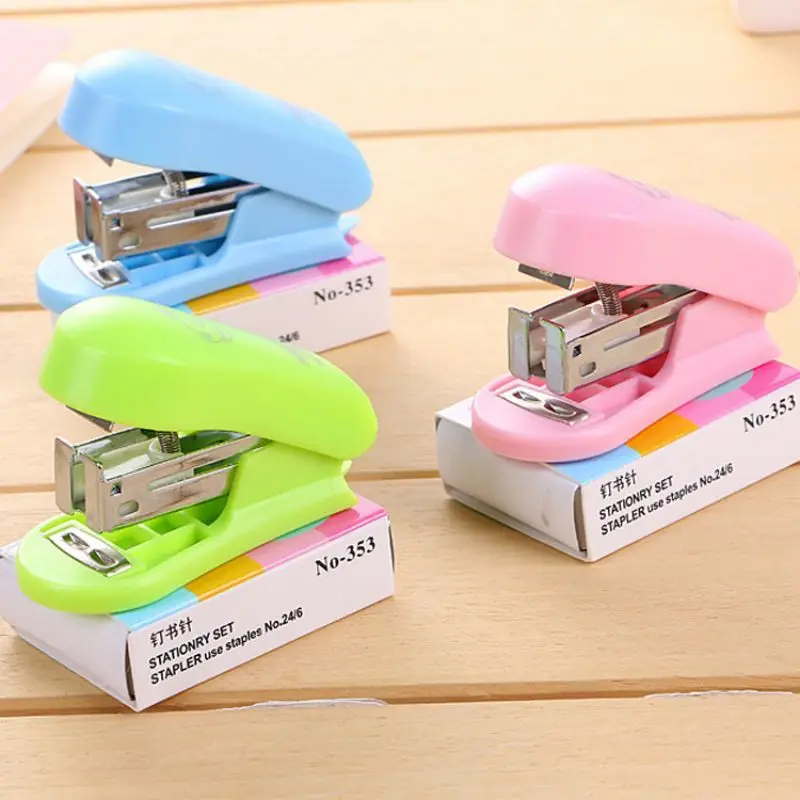 

1 Color Office Fashionable Set Uniform Lytwtw's Candy Steel Supplies With Supplies School Clips Stapler