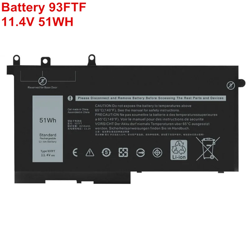 

New Original 11.4V 51Wh 93FTF Battery For Dell Latitude 5280 5480 5580 E5280 E5480 E5580 E5290 E5490 E5590 Series Laptops 83XPC