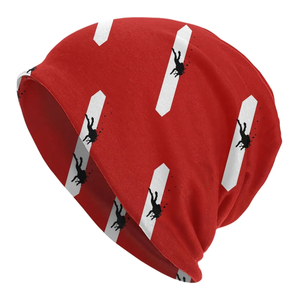 

Women Men Vintage Dive Flag Scuba Diving Red White Beanies Accessories Bonnet Knit Hat Stylish Winter Caps Birthday Gifts Idea