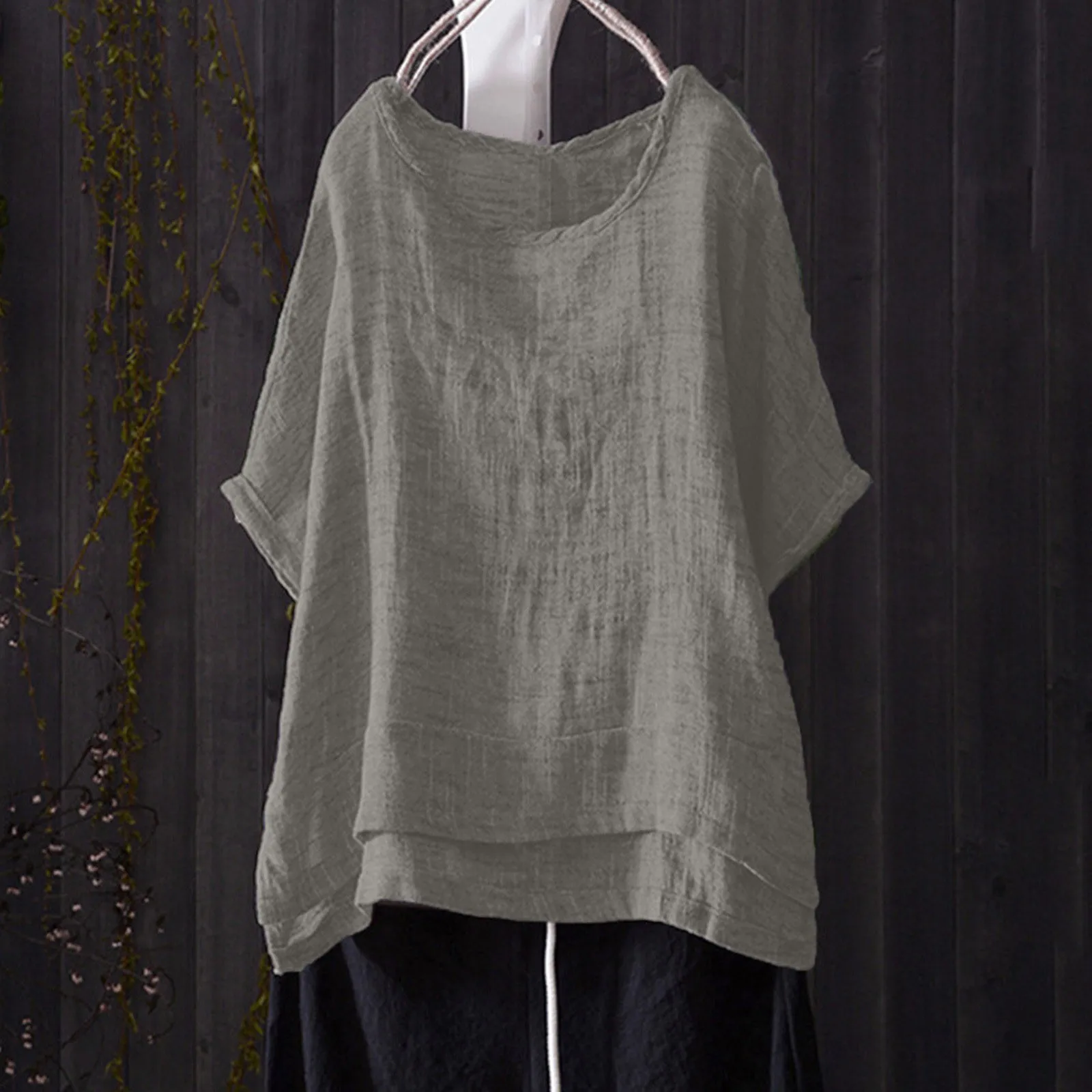 

Женская свободная рубашка из хлопка и льна, повседневная однотонная блузка с коротким рукавом, винтажные элегантные офисные топы, лето 2022