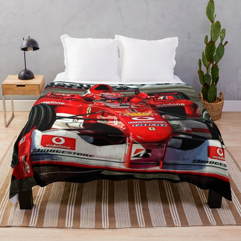 

Michael Schumacher in his 2004 F1 car Throw Blanket soft plush plaid