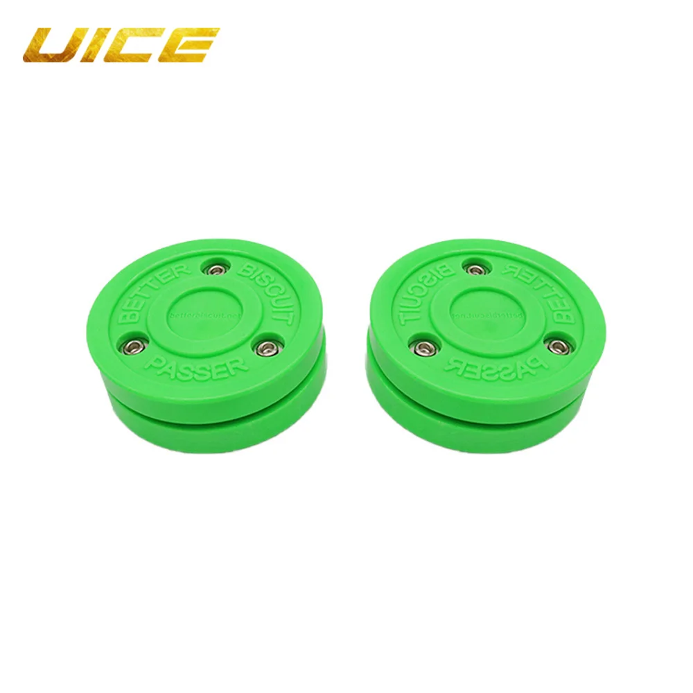 2/4/6Pcs Green Biscuit Roller Hockey Training Puck High Quality Plastic for Street Recreational Hockey and Off-Ice Practice