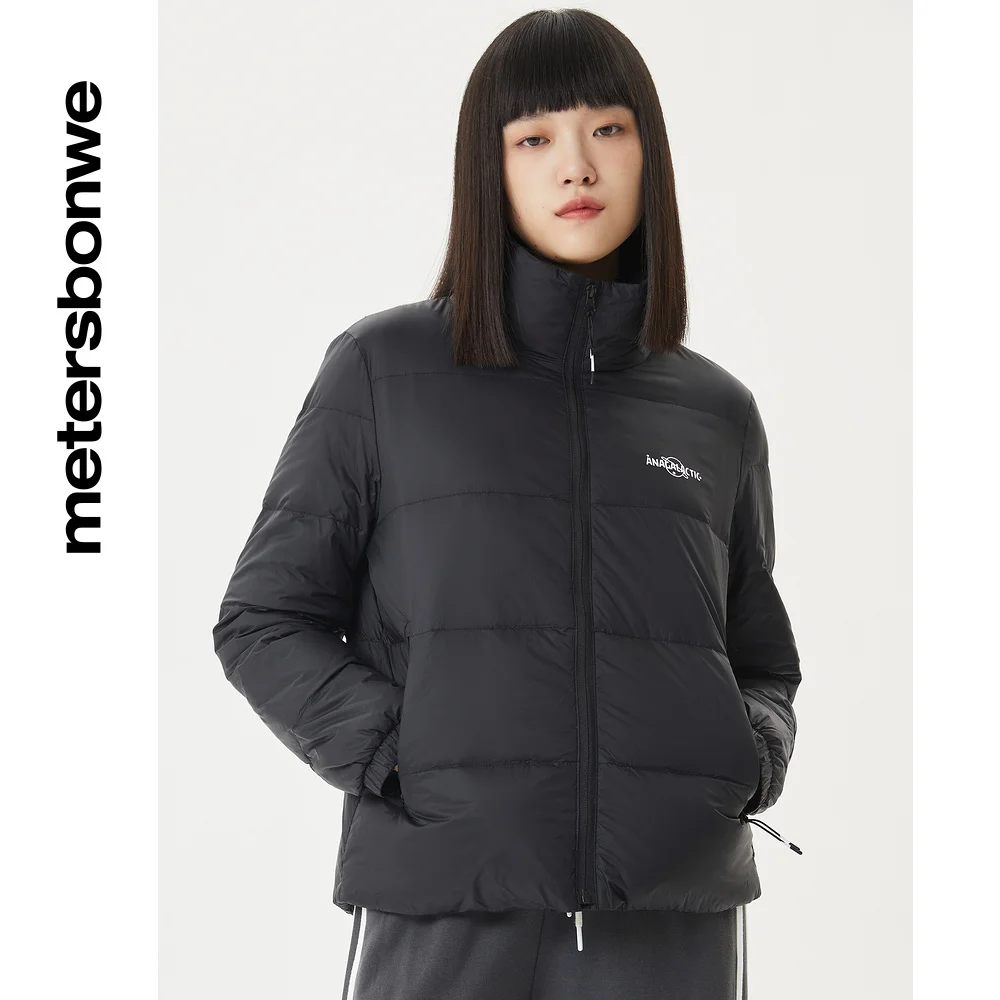 Metersbonwe Women Graphene Fabric Solid Color Warm Down Wear Stand Collar 90%Duck Down Ultralight Thin Early Winter Down Jacket