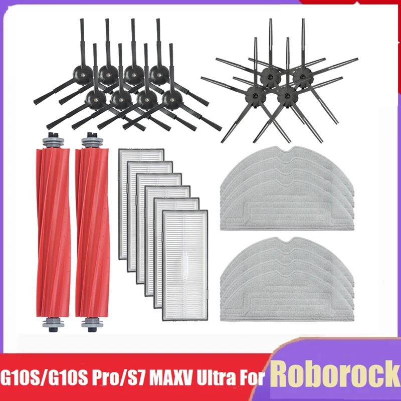 

28Pcs Accessories Kit For Roborock G10S/G10S Pro/S7 MAXV Ultra Robot Vacuum Cleaner Filter Main Side Brush Mop Cloth