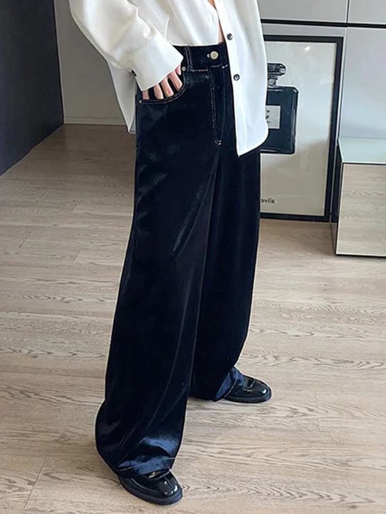 

Velvet Denim Bright Line Personality Men's Casual Straight Wide Leg Pants 2023 New Korean Style Fashionable 2A1838