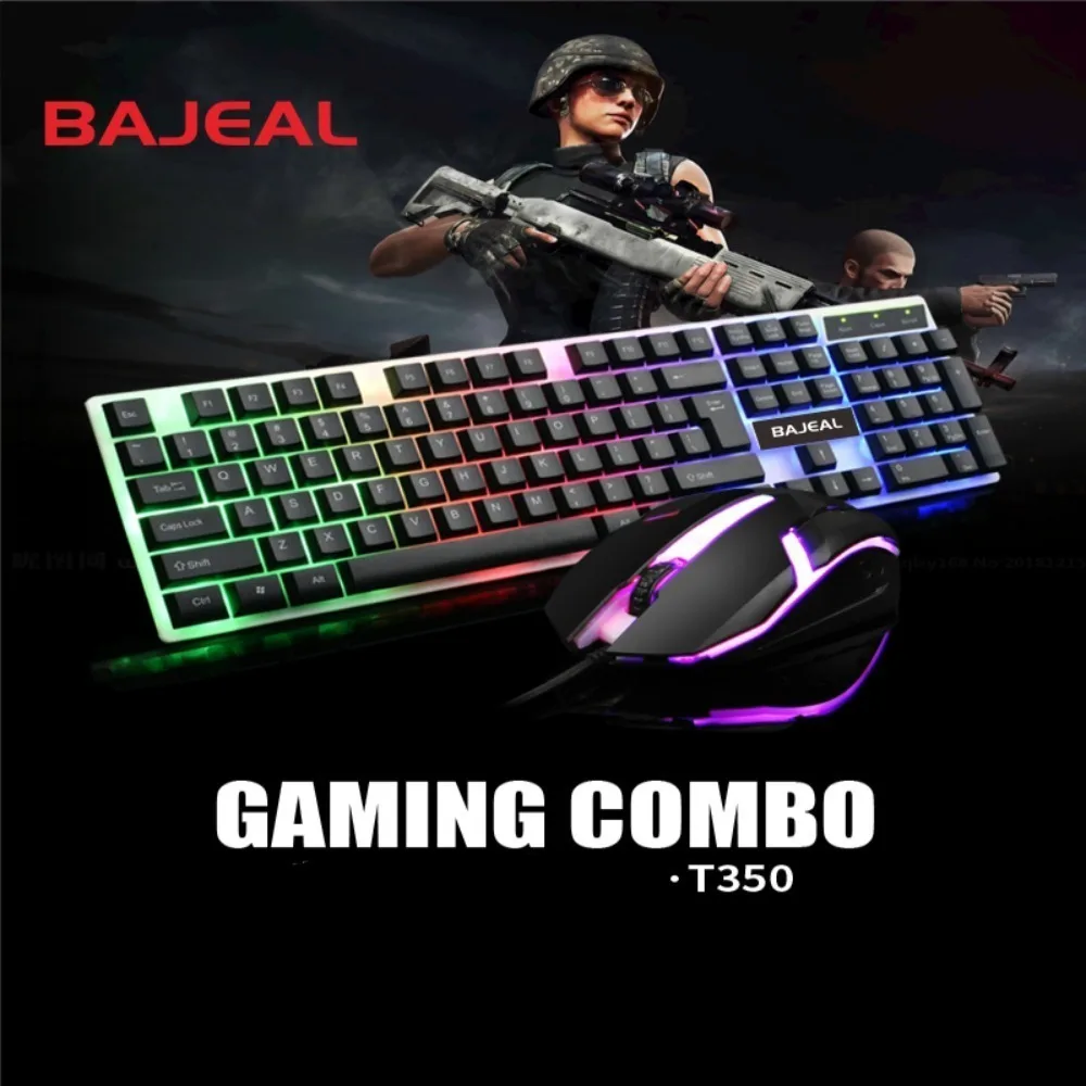 

Набор для клавиатуры и мыши, светящаяся Проводная клавиатура и мышь, люминесцентная U + U черная/белая Механическая Подсветка