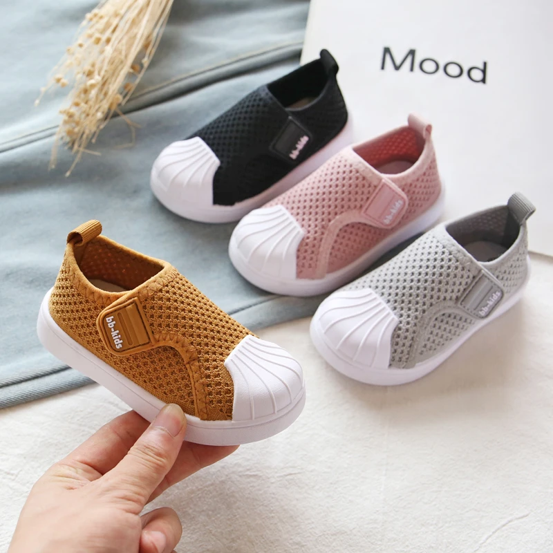 Spring And Autumn Boys And Girls Shoes Non-Slip Soft Bottom Toddler Shoes Breathable Shell-Toe Children's Flying Knitting Shoes