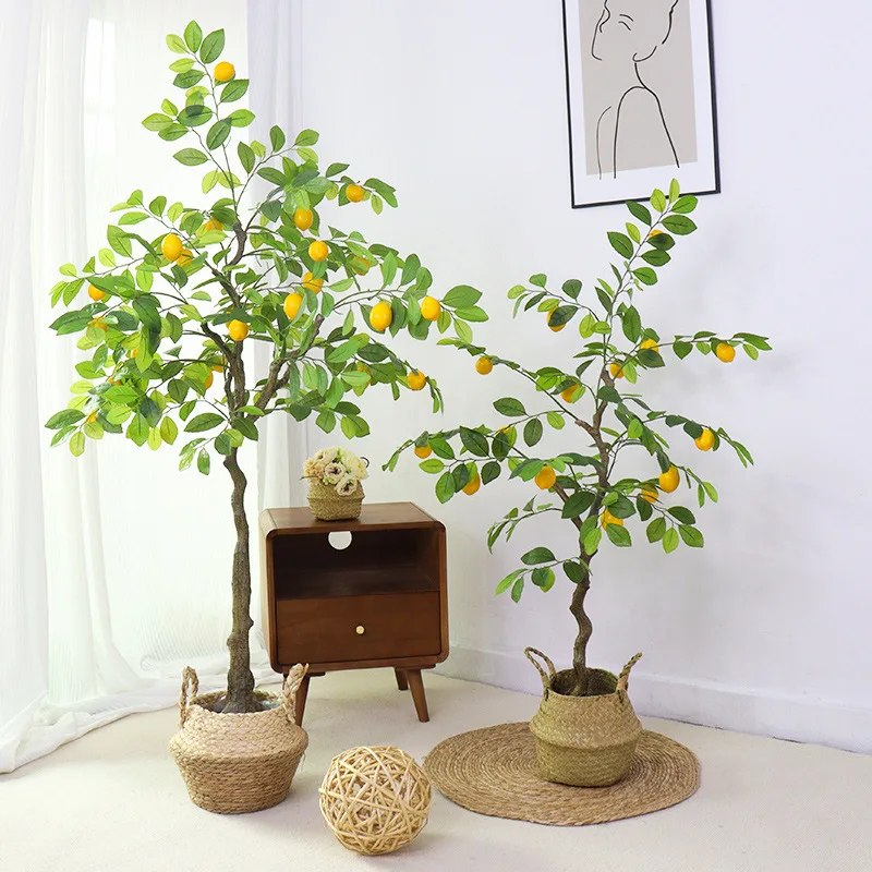 Имитация лимонного дерева искусственное зеленое растение бонсай для украшения