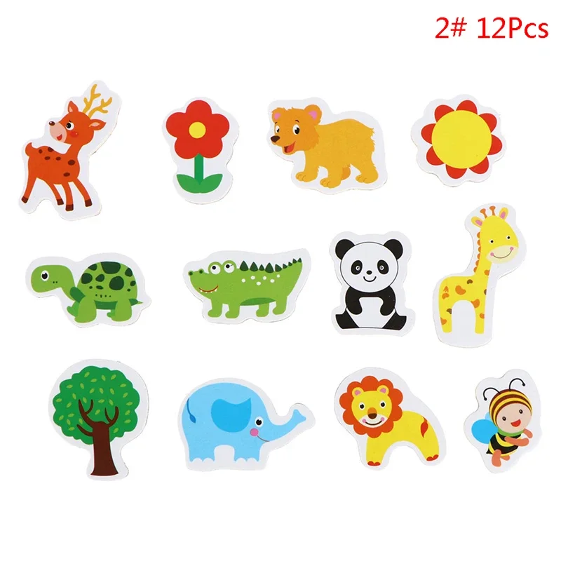 

Деревянные магниты на холодильник мультяшные животные 12 шт