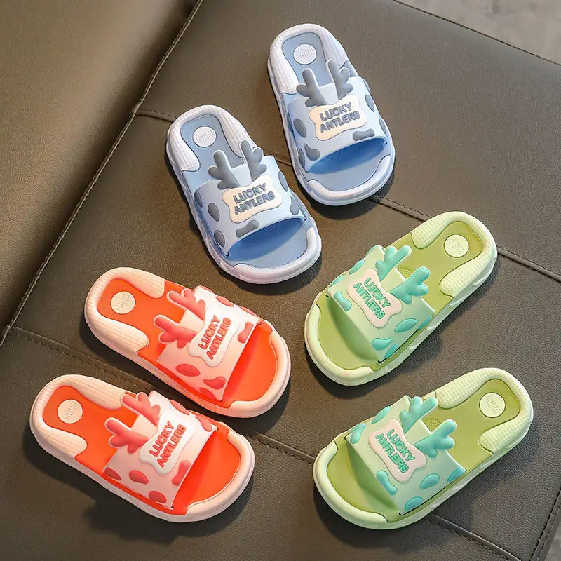 

Children's Sandals Summer Boys and Girls Non-slip Bath Bathroom Slippers Soft Bottom Cartoon Animal Beach Shoes Baby