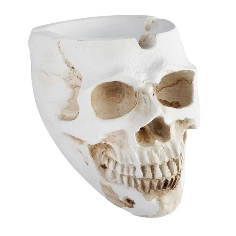 

Skull Shaped Resin Ashtray Tobaccos Ash Container Halloween Props Household Ornament Car Ashtray