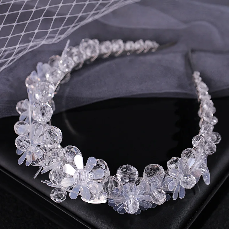 

High-end Sequins Crystal Headband Hair Accessories Bride Veil Princess Headdress Supplies