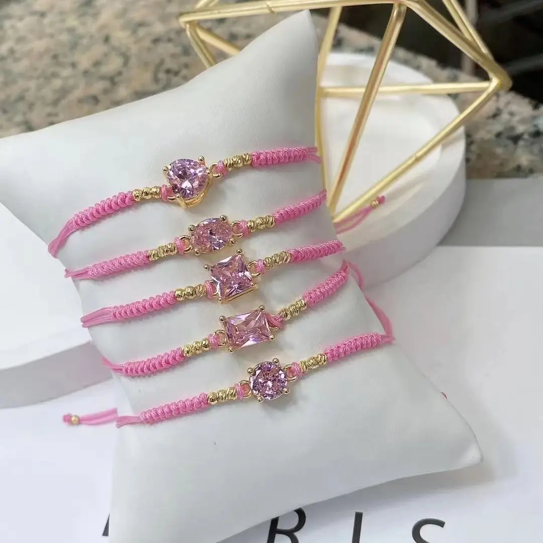 

10 шт., плетеный веревочный браслет в богемном стиле с кристаллами циркония, регулируемые винтажные браслеты разных цветов с геометрическим рисунком, ювелирные изделия в подарок для девочек