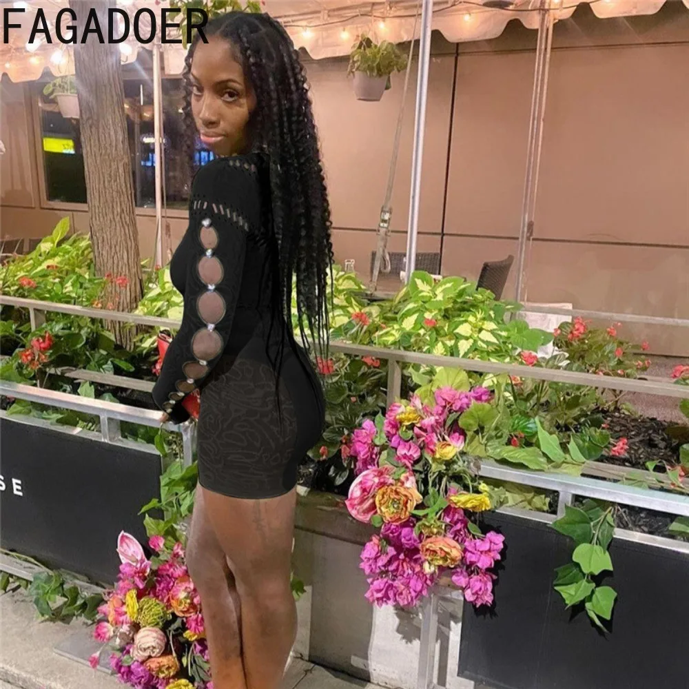 Пикантные полые комбинезоны FAGADOER Y2k Женский вязаный сетчатый прозрачный