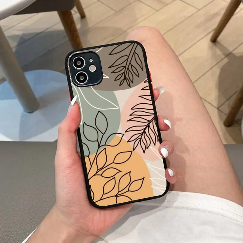 

Abstract Plants Phone Case for iPhone 14 11 12 13 Mini Pro Max 8 7 Plus X XR XS MAX Translucent Matte Cover