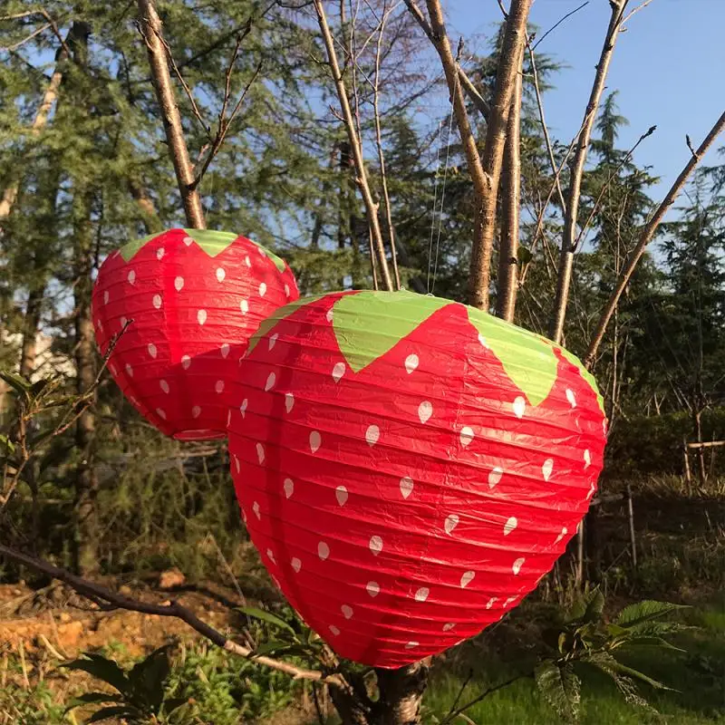 

20cm 3D Strawberry Paper Lantern Foldable Hanging Lantern Fruit Theme Ornament Party Supplies Birthday Decors for Baby Shower
