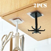2022 12pcs 360 degrees rotated kitchen hooks self adhesive 6 hooks wall door hook handbag clothes ties bag home hanging rack
