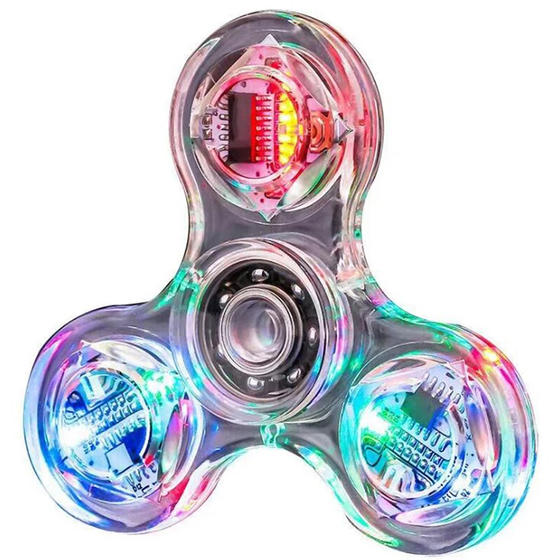 

Crystal Luminous LED light Fidget Spinner Hand Top Spinners Glow in Dark EDC Stress Relief Toys Kinetic Gyroscope for Children