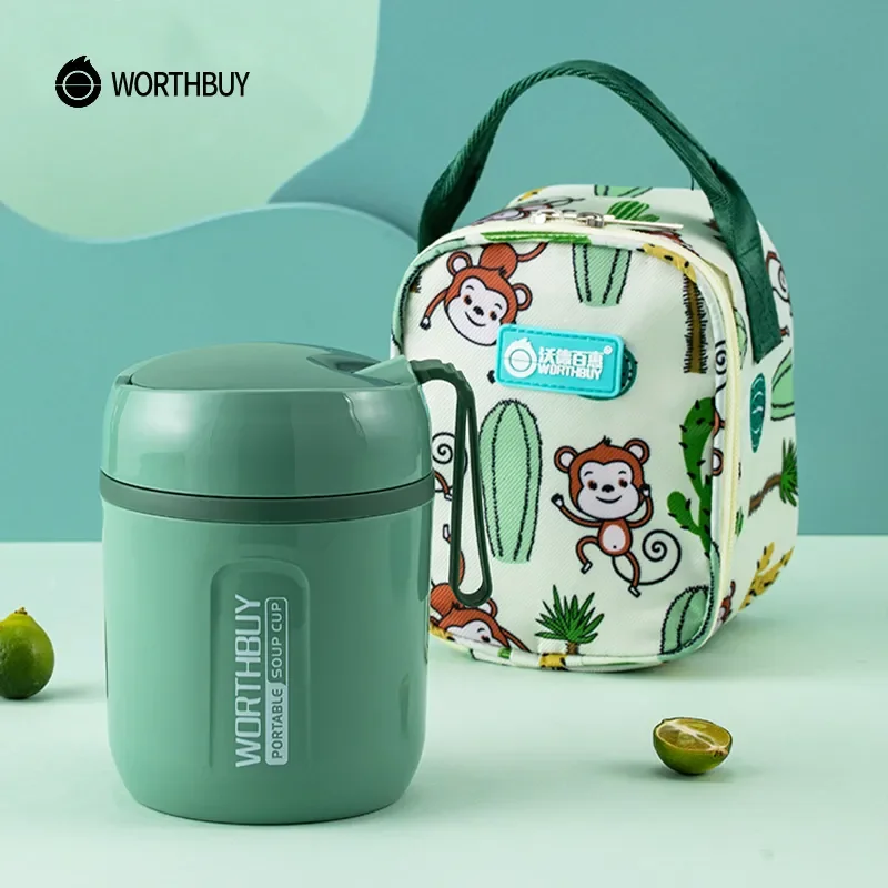

2023 WORTHBUY Mini Thermal Lunch Box For Kids School Bento Lunch Box 18/8 Stainless Steel Food Container Leak-Proof Lunch Contai