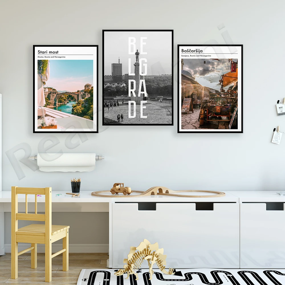 Фото Sarajevo, Bosnia, Belgrade Serbia, Mostar Bosnia, настенная художественная печать, украшение для путешествий, постер, печать на холсте №2