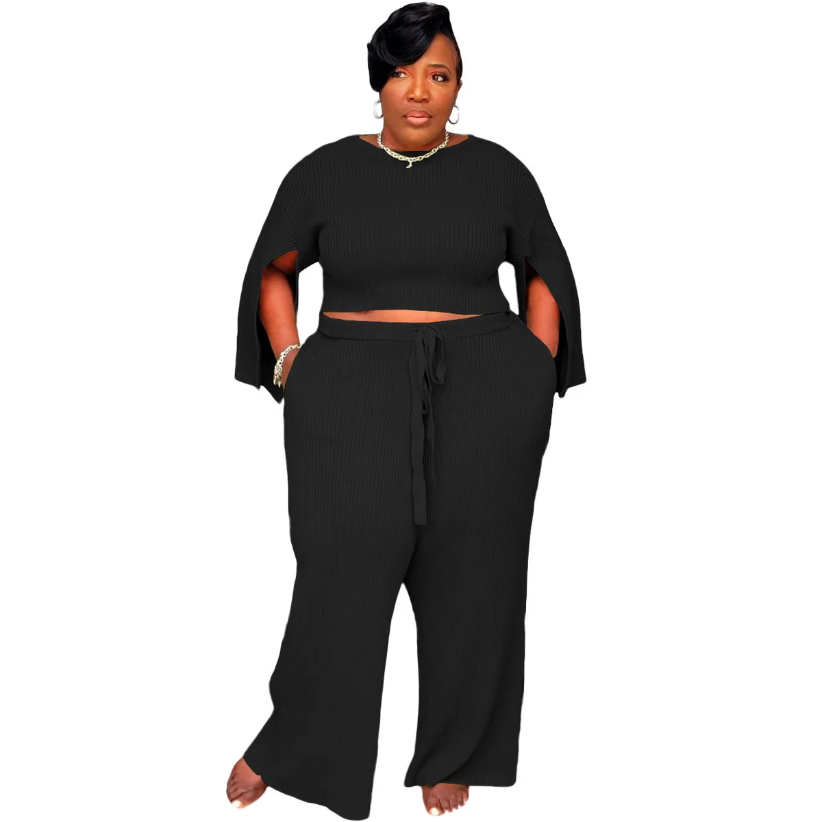 Plus Size Fall Set Women Clothing Summer Fashion Casual Half Sleeve Top and Pants Two Piece Set Wholesale 3xl 4xl 5xl 6xl