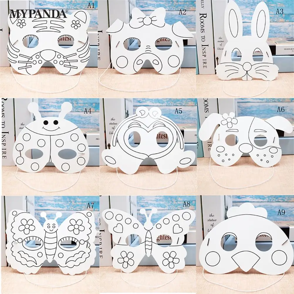 

Детские DIY цветные Мультяшные животные, рисованная маска, детский сад, дошкольное граффити, художественные поделки, игрушки, креативные игр...