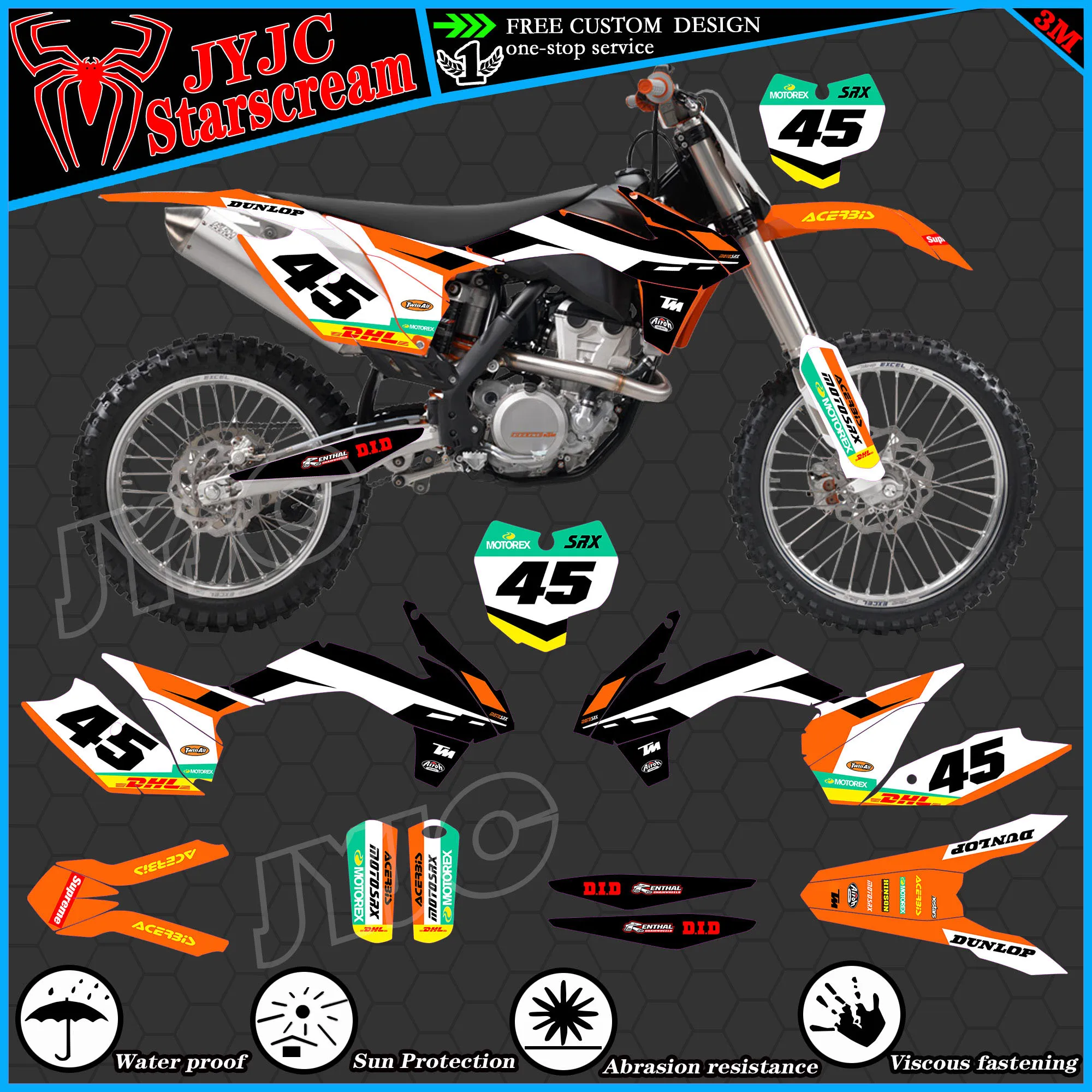 Набор графических наклеек для KTM 2013 2014 2015 SXF XCF 2016 EXC XCW 125 150 200 250 300 350 400