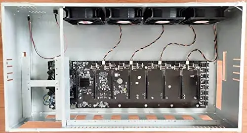 

Mining Machine System for Crypto Coin Currency Mining Rig Case 8 GPU 65mm Slots for BTC/ETH/ZEC with 4 Cooling Fans Miner Frame