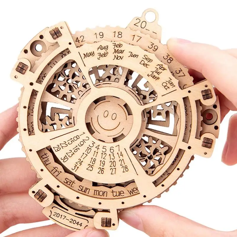 

DIY 3D Perpetual Calendar Wooden Puzzle Game Gear Rotating Assembly Toy Learning & Education Unisex Puzzles Toy For Teens Adults